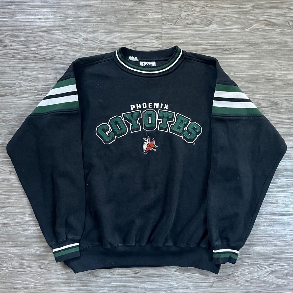 Vintage Lee Sport Phoenix Coyotes Sweatshirt NHL Hockey Black Green Large